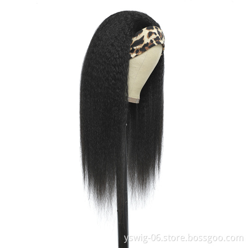 Top Selling New Arrival Human Hair Kinky Straight Headband Wigs Cheap Machine Made Non Lace Wig on Sale